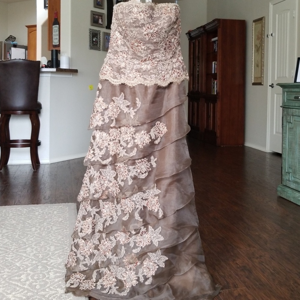 JOVANI Strapless Beaded Formal Gown